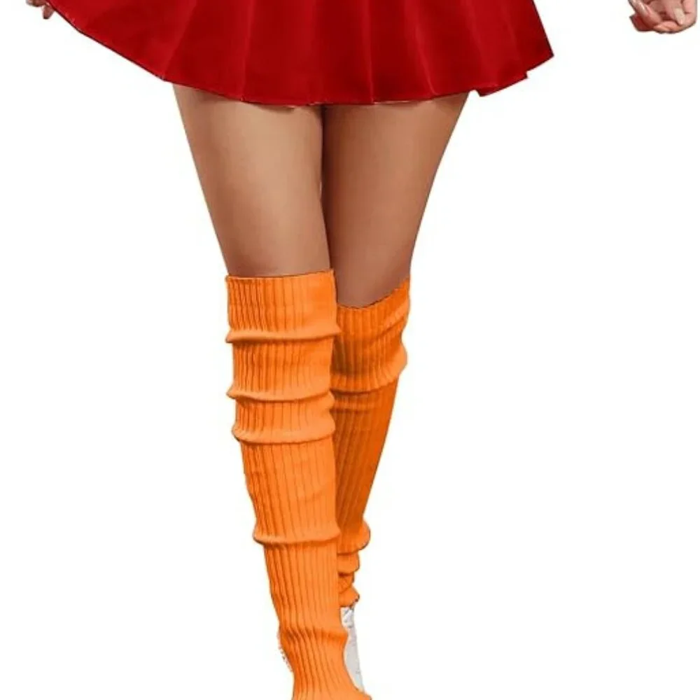Orange Leg Warmers Toeless Yoga Dance Socks